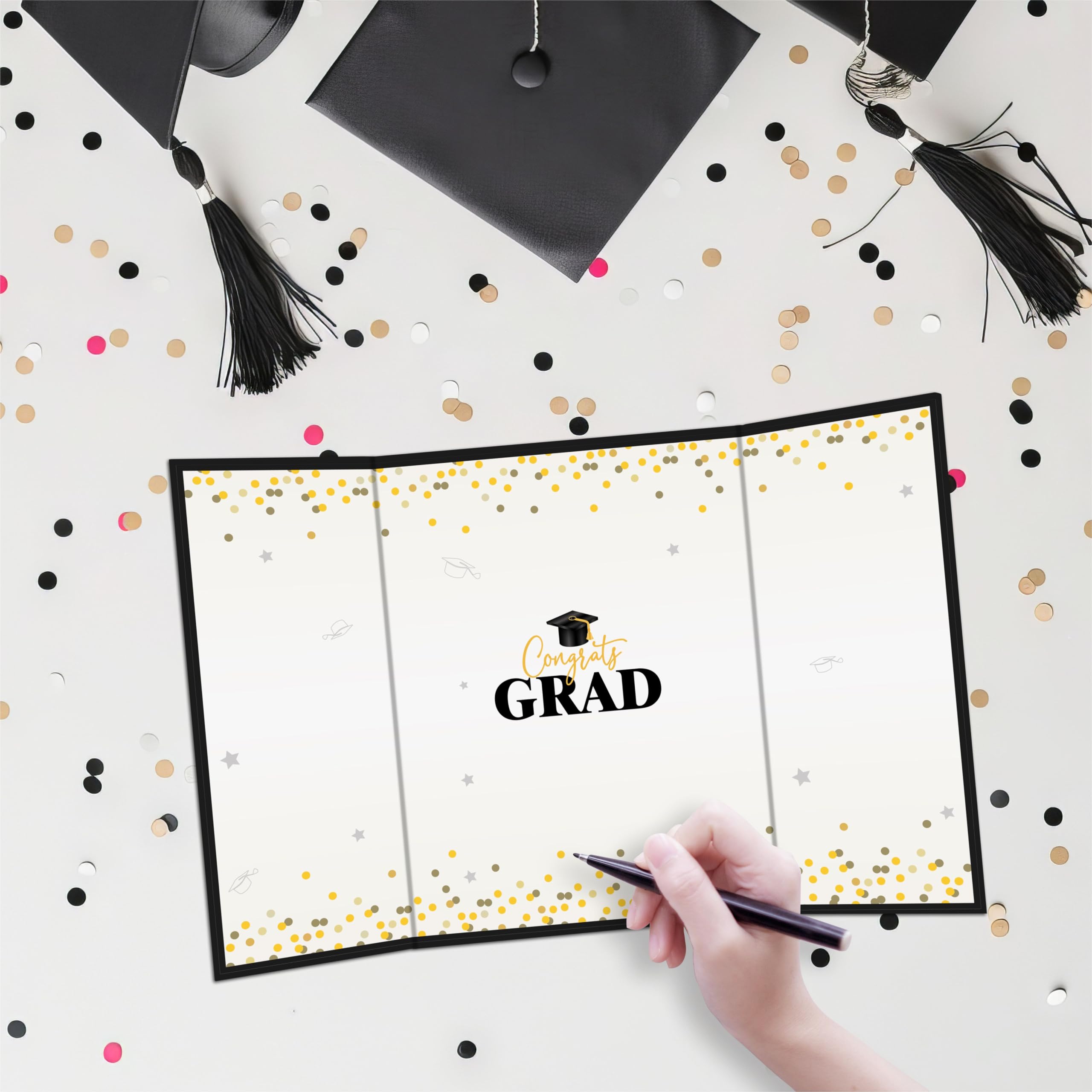 DYIRBIIY Graduation Signature Board - Class of 2024 - Confetti Black 18"X12" Grad Guest Book Alternative for College & High School Students, Congrats Graduate Gift, Party Supplies & Decorations - A04