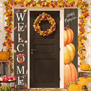 fall banner decorations outdoor porch sign fall harvest festival banner thanksgiving decorations for pumpkin autumn front door outside yard party supplies