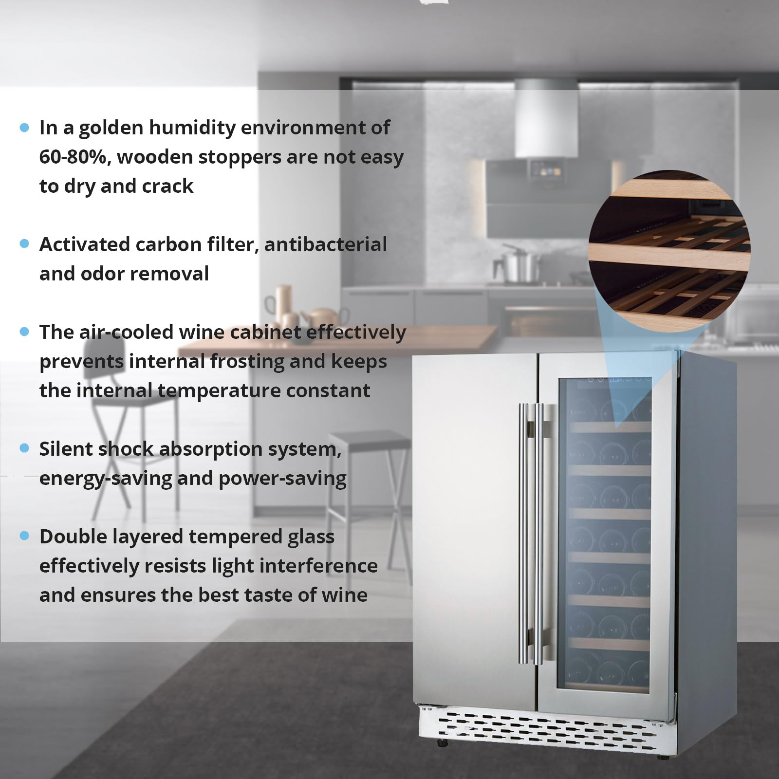 Takywep Beverage and Wine Cooler - Dual Zone, Built-in and Freestanding, Holds 54 Cans and 20 Bottles, Independent Temperature Control, Upgraded Quiet Compressor.