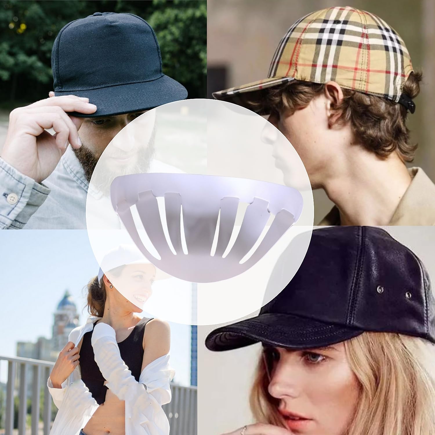 FKUMLUN 20 Pcs Baseball Caps Inserts Shapers,Plastic Hat Support Brim Holder Cap Inner Liner Holder,White for Women Men