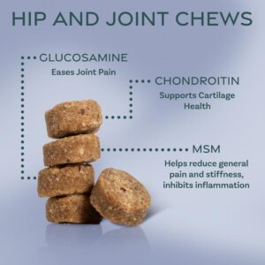 Growlz Dog Hip and Joint Chew: Reduce Pain, Encourage Mobility - Treats Hip Dysplasia and Arthritis - Glucosamine - Chondroitin - Turmeric - USA Made with Human-Grade Ingredients 90 Count