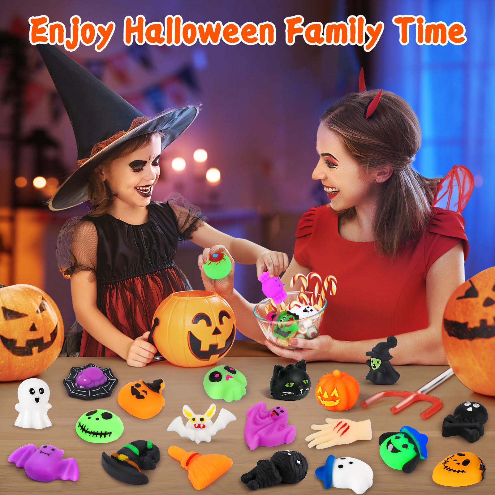 OCATO 30Pcs Halloween Mochi Squishy Toys Halloween Party Favors for Kids Cute Halloween Toys for Trick or Treat Bulk Non Candy Halloween Treats Goodie Bags Fillers for Kids Boys Girls