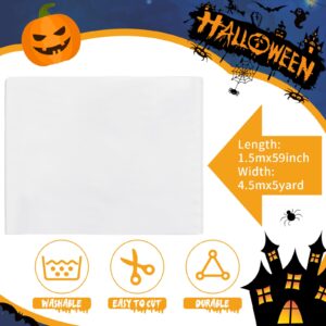 HunnmingRe 5 Yard x 55 Inch Halloween Fabric Ghost Costume Fabric White Quilting Cotton Fabric for Halloween DIY Witch Party Hooded Vampires Cape Cloak Ghost Dog Costume Trick or Treat Sewing Crafts