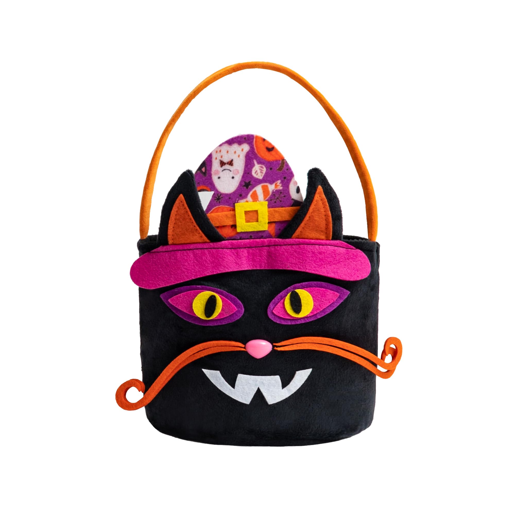 Halloween Trick or Treat Bags for Kids Candy Bucket Tote, Hands Party Favors Basket, Halloween Trick or Trade Bag, Cat