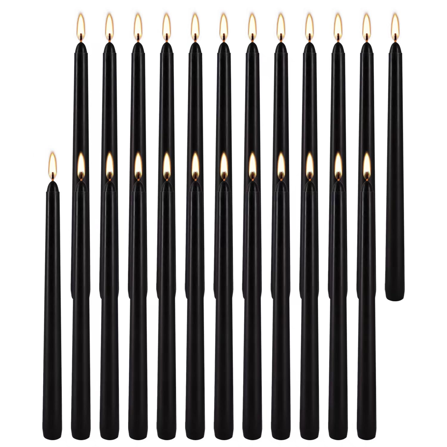 YOROXRG 24 Pack Black Taper Candles, 7-8 Hours Burn Time, Unscented, Smokeless and Dripless, 0.75 x 10 Inch Dinner Candle Set for Household, Wedding, Party and Home Décor Candlesticks