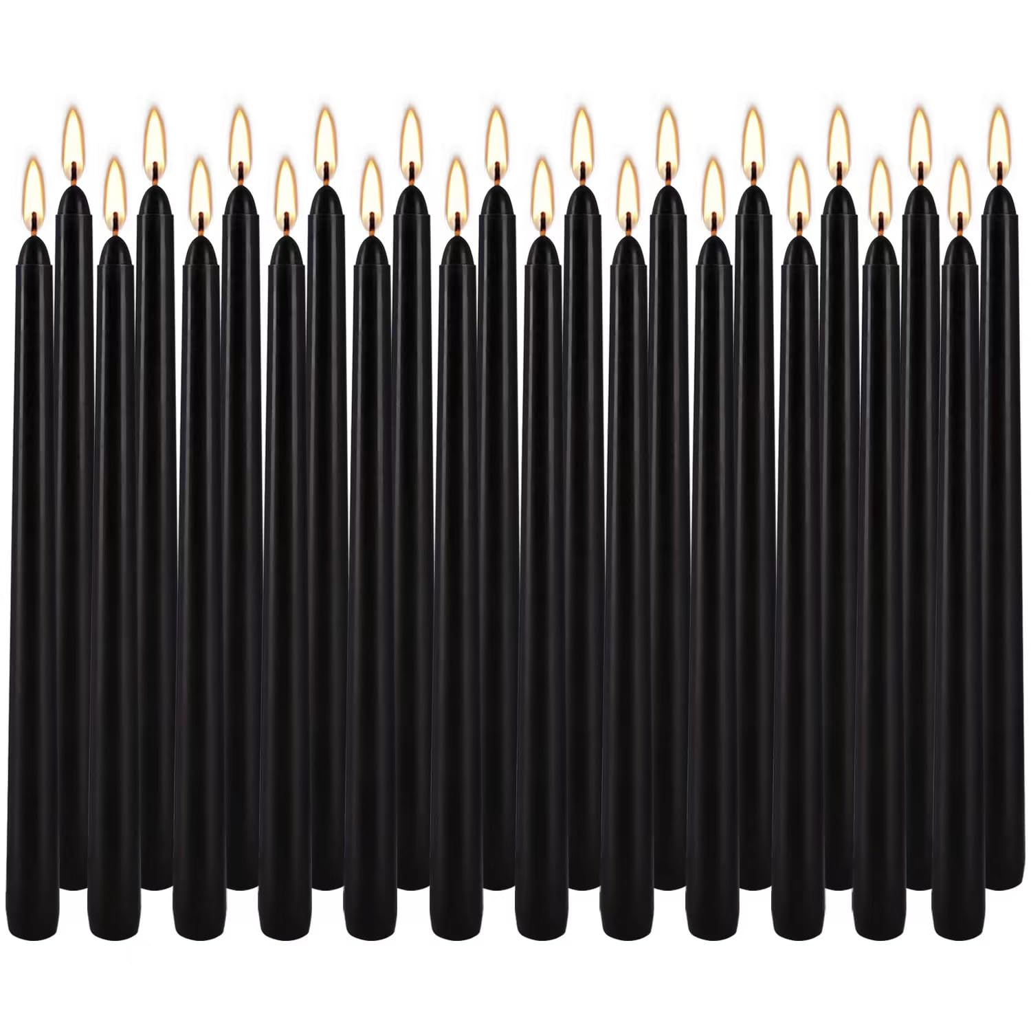 YOROXRG 24 Pack Black Taper Candles, 7-8 Hours Burn Time, Unscented, Smokeless and Dripless, 0.75 x 10 Inch Dinner Candle Set for Household, Wedding, Party and Home Décor Candlesticks