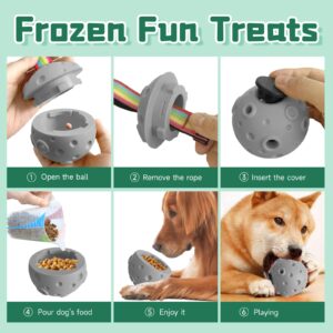 Baitedelai Dog Chew Toys,Treat Tray for Frozen Dog Food,Long-Lasting Durable Fillable Dog Treat Dispensing Dog Toy,Freezable Fillable Rubber Dog Toys with Silicone Treat Tray (Gray&Treat Mold)