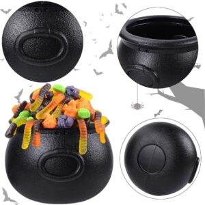 DIYDEC 6 in 1(8.5", 5.5", 4pcs 2.8") Package Halloween Large Cauldron, Black Plastic Witch Cauldron Kettle Halloween Pot Candy holder for Halloween & St. Patrick’s Day Party Party Favors Decor