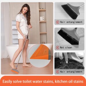 Silicone Broom for Indoor Cleaning Floor Squeegee Scrubber Adjustable Telescopic Pole Professional 180° Rotatable Magic broom for Tile Floor Garage Deck Bathroom Window Floor Wiper