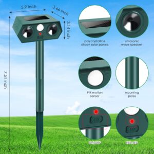 4 Pcs Ultrasonic Cat Repellent Outdoor Solar Ultrasonic Animal Repellent for Cat Dog Deer Raccoon Rabbit Skunk Squirrel, Waterproof Deer Repellent Devices Animal Deterrent with Motion Sensor for Yard