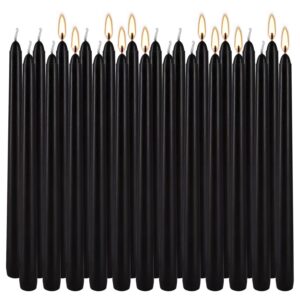 YOROXRG 24 Pack Black Taper Candles, 7-8 Hours Burn Time, Unscented, Smokeless and Dripless, 0.75 x 10 Inch Dinner Candle Set for Household, Wedding, Party and Home Décor Candlesticks