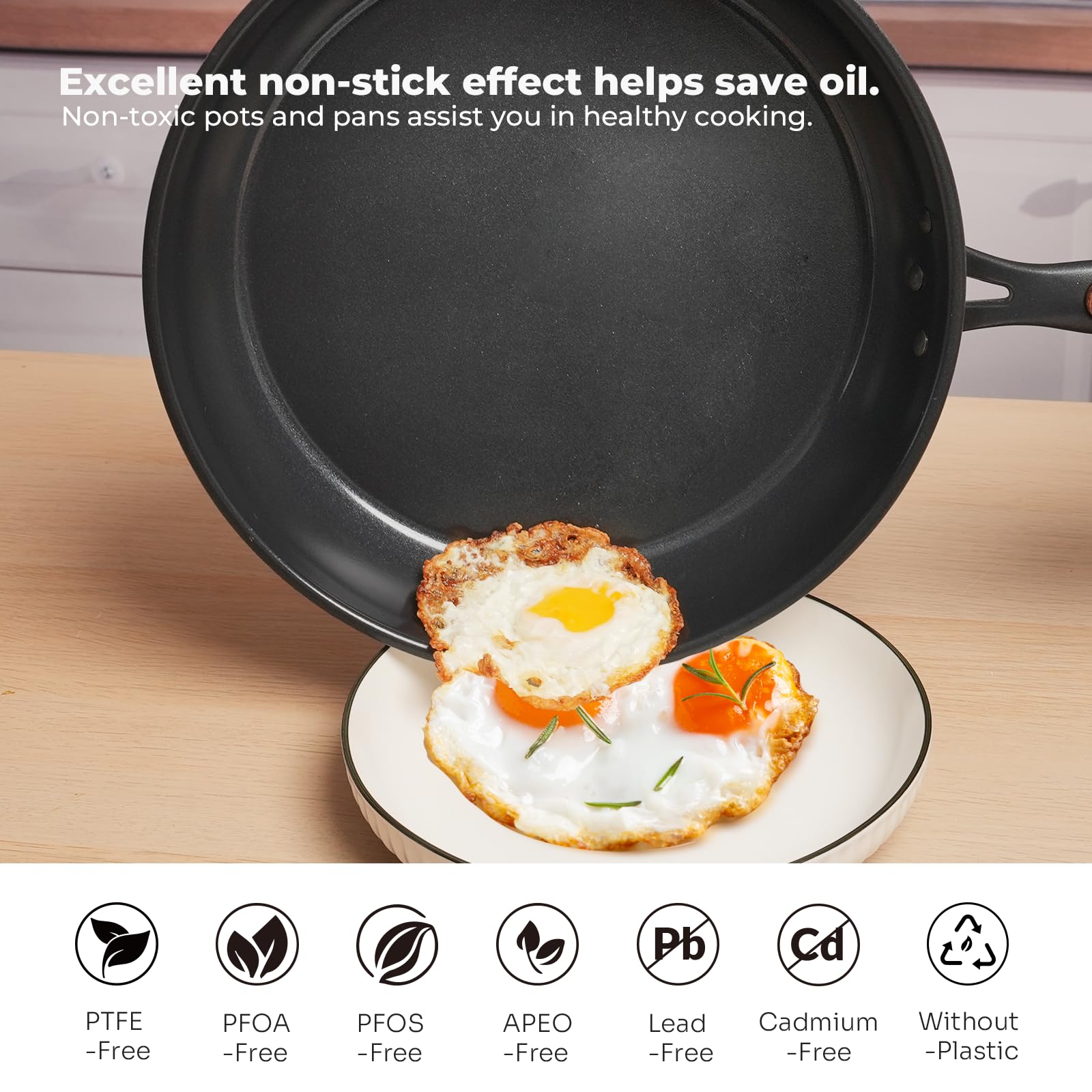 ZHANG XIAO QUAN SINCE 1628 Non Stick Frying Pan, Stainless steel Pan, 11" Skillet, Omelette Pan Ceramic Coating, Non Toxic Cooking Pan, Works on Induction, Electric Stove and Gas Cooktops