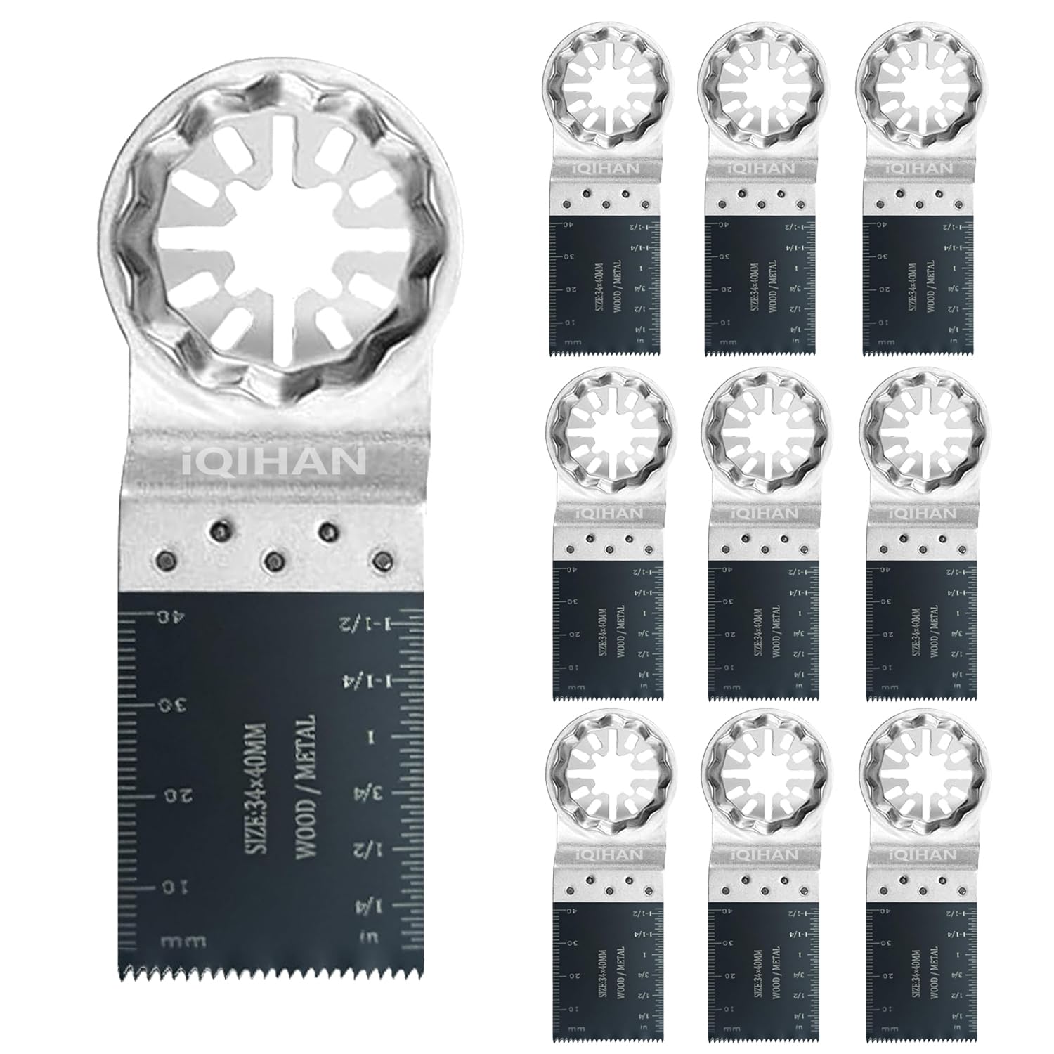 Starlock Multitool Blades, Oscillating Saw Blades, Starlock Multitool Bi-Metal Tool Blades for Wood Metal Plastics Compatible with Bosch, Fein, Makita, Hitachi (10 PCS)