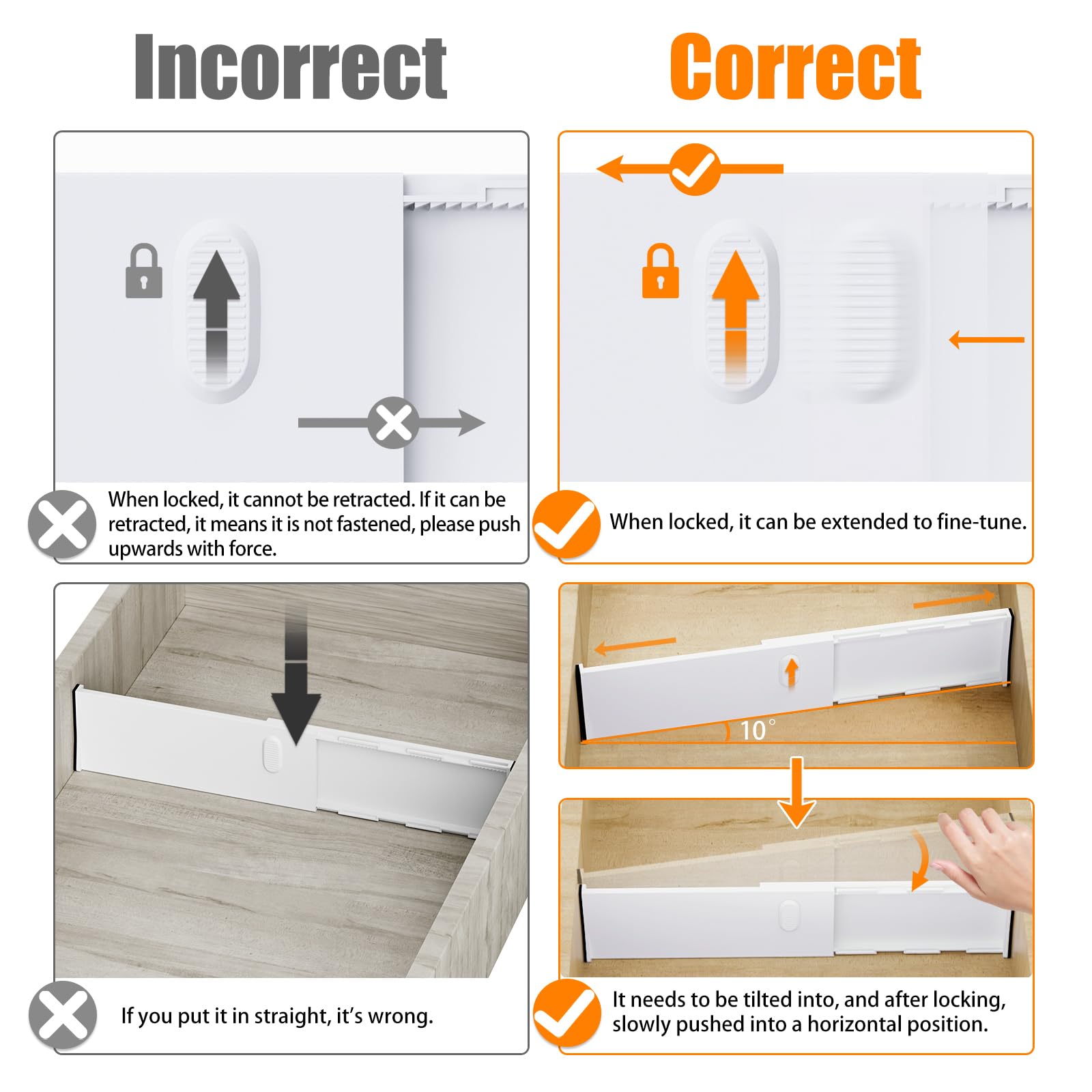 RoomHacks 5 Pack Drawer Dividers for Clothes, 11-19" Expandable Dresser Organizers for Bedroom & Office, Plastic Adjustable Drawer Dividers Organization for Kitchen & Bathroom Storage