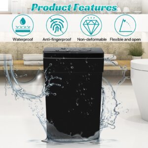 Dlewmsyic 50L / 13 Gallon Kitchen Trash Can with Lid, Fingerprint-Resistant Automatic Garbage Can, Large Capacity Plastic Touchless Sensor Garbage Bin for Bathroom, Bedroom and Home Office（Black）