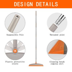 Silicone Broom for Indoor Cleaning Floor Squeegee Scrubber Adjustable Telescopic Pole Professional 180° Rotatable Magic broom for Tile Floor Garage Deck Bathroom Window Floor Wiper