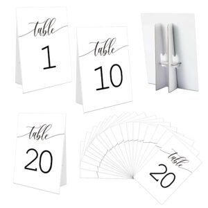 wedding table numbers 1-20, simple wedding decor, 4x6 standing sign self-standing table numbers for bridal showers, baby showers, special event, reception & decorations