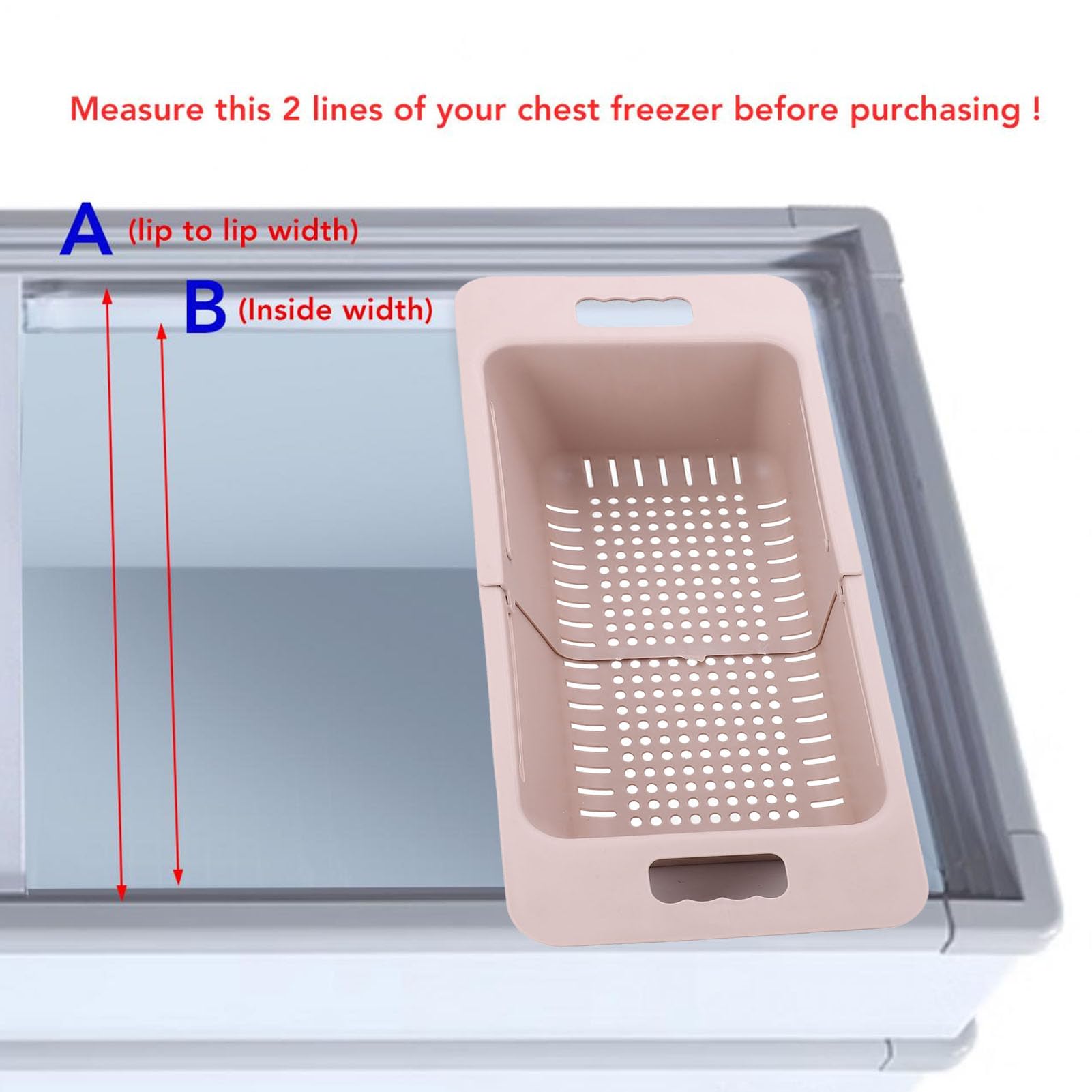 Freezer Baskets, Deep Freezer Chest Freezer Organizers with Handle, Expandable Vegetable Washing Baskets, Universal Freezer Storage Bins, Freezer Organization Accessories ()