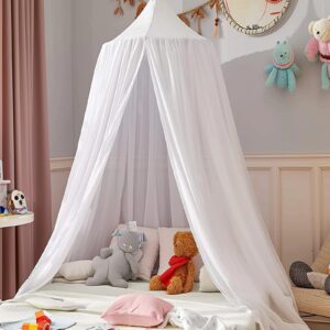 daksha white princess bed canopy, mosquito net for kids bed, play tent, children reading nook canopies indoor, hanging bed net for girls room house