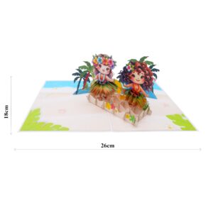 HEARTPOP Hula dance Pop Up Card, Handmade 3D Greeting Card For All Occasion, Birthday, Thinking of You, Anniversary, Thank you