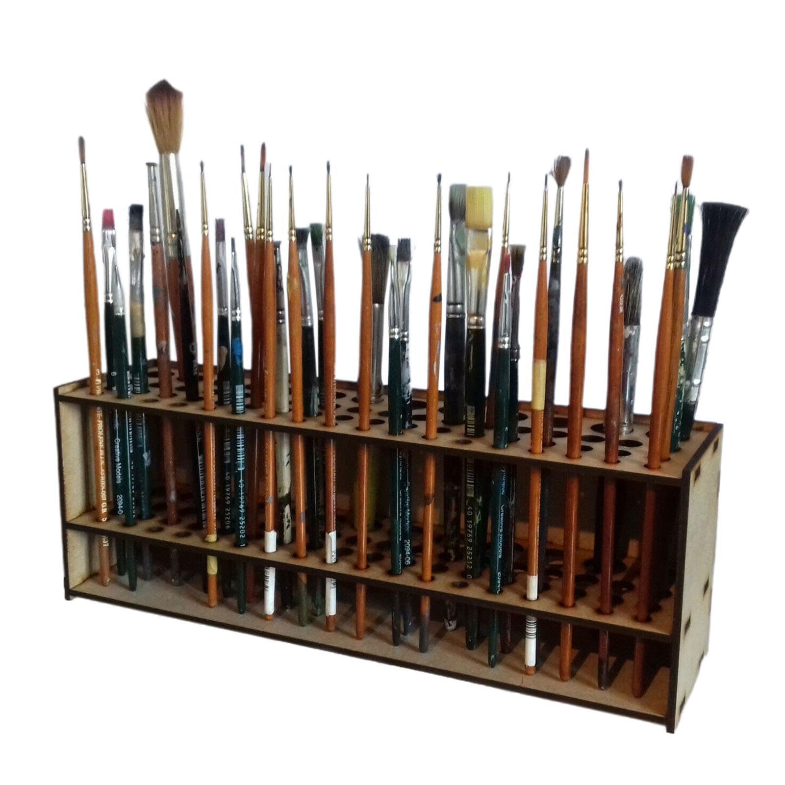 2 67 Holes Paintbrush Holder Stand | Wooden Paint Brush Holder | Wall Mount Paint Brush Organizer | Wooden Paintbrush Holder Stand | Artist Paint Brush Holder For Paint Brushes, Colored Pencils