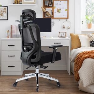 Office Chair 500lbs Ergonomic Mesh Desk Chair for Heavy People, Heavy Duty Office Chair with Wide Thick Seat Cushion, 4D Armrest, Adjustable Headrest & Lumbar Support Computer Chair