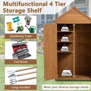 Senyuzhilan Outdoor Storage Cabinet, Garden Wood Tool Shed, Outside Wooden Shed Closet with Shelves and Latch for Yard 39.56"x 22.04"x 68.89"