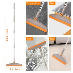 Silicone Broom for Indoor Cleaning Floor Squeegee Scrubber Adjustable Telescopic Pole Professional 180° Rotatable Magic broom for Tile Floor Garage Deck Bathroom Window Floor Wiper