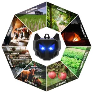 2024 Upgraded Animal Repellent Outdoor,Solar Deer Repellent Devices Coyote Deterrent Racoon Repellent Outdoor Predator Lights for Chicken Coop Yard Farm Garden (4, Blue)