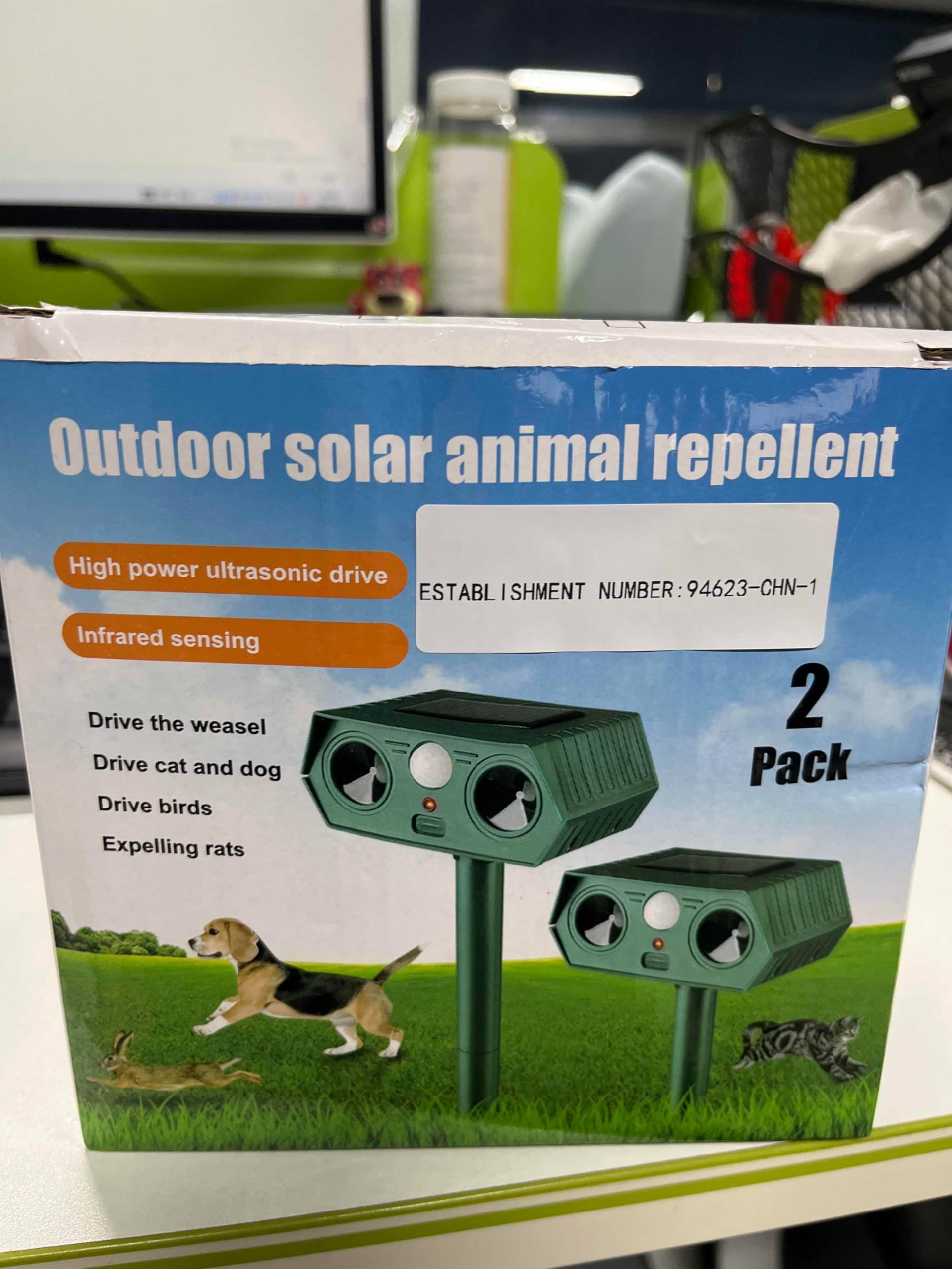 4 Pcs Ultrasonic Cat Repellent Outdoor Solar Ultrasonic Animal Repellent for Cat Dog Deer Raccoon Rabbit Skunk Squirrel, Waterproof Deer Repellent Devices Animal Deterrent with Motion Sensor for Yard