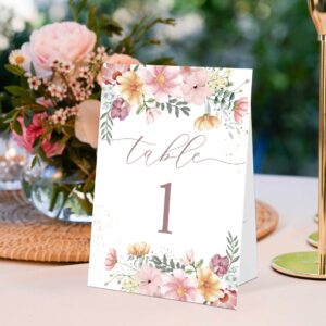 Wedding Table Numbers 1-20, Flower Wedding Decor, 4x6 Standing Sign Self-Standing Table Numbers for Bridal Showers, Baby Showers, Special Event, Reception & Decorations