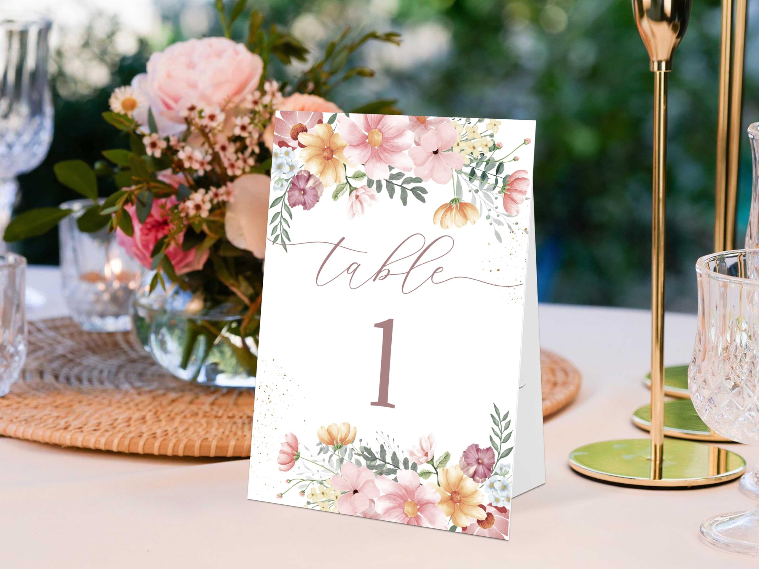 Wedding Table Numbers 1-20, Flower Wedding Decor, 4x6 Standing Sign Self-Standing Table Numbers for Bridal Showers, Baby Showers, Special Event, Reception & Decorations