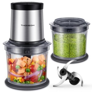 twomeow food processor 4 cup, electric food chopper, 【small but powerful】meat grinder with 2 bowls, 2 speed & 4 blades for vegetable, meat, nuts, functions for chopping, dicing, mixing and puree