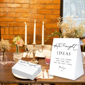 Minimalism Bridal Shower Games Date Night Sign, 1 Date Night Sign and 50 Date Night Cards, Bridal Shower Decorations, Wedding Shower Game-DNYH11