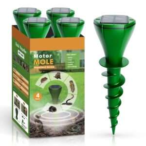 reoasis solar powered mole trap with screw-shape stakes, 4 pack mole repellent for lawns, ultrasonic mouse repellent, snake gopher vole repellent for outdoor, garden, lawn, yard, farmland