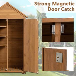 Senyuzhilan Outdoor Storage Cabinet, Garden Wood Tool Shed, Outside Wooden Shed Closet with Shelves and Latch for Yard 39.56"x 22.04"x 68.89"