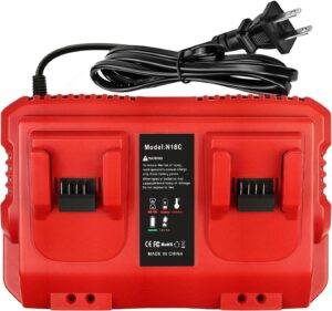 rapid battery charger station for milwaukee m18 charger dual bay simultaneous, compatible with milwaukee 18v lithium battery