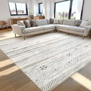 Area Rug for Living Room 5x7 - Large Indoor Washable Rugs Geometric Neutral Rug Farmhouse Soft Floor Carpet Modern Foldable Rug for Bedroom Home Dining Office - Brown