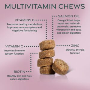 Growlz Dog Multivitamin Chews: Helps Digestion, Muscle and Bone Growth, Healthy Skin and Coat - Salmon Oil - Glucosamine - Gut and Immune Support - USA Made - 90 Count