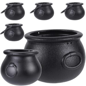 diydec 6 in 1(8.5", 5.5", 4pcs 2.8") package halloween large cauldron, black plastic witch cauldron kettle halloween pot candy holder for halloween & st. patrick’s day party party favors decor