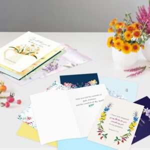 Nihuecne 24 Pack Floral Christian Thinking of You Cards with Self-adhesive Envelopes, 4"x6" Boxed Blessing Religious NoteCards with Sentiments Inside, 24 Bible Verses, 24 Desiqns