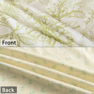 LEMIROE 100% Cotton Duvet Cover Queen Size,Botanical Design with Green Tropical Leaves on White,Beige Reversible Bed Sets 3Pcs,Button Closure