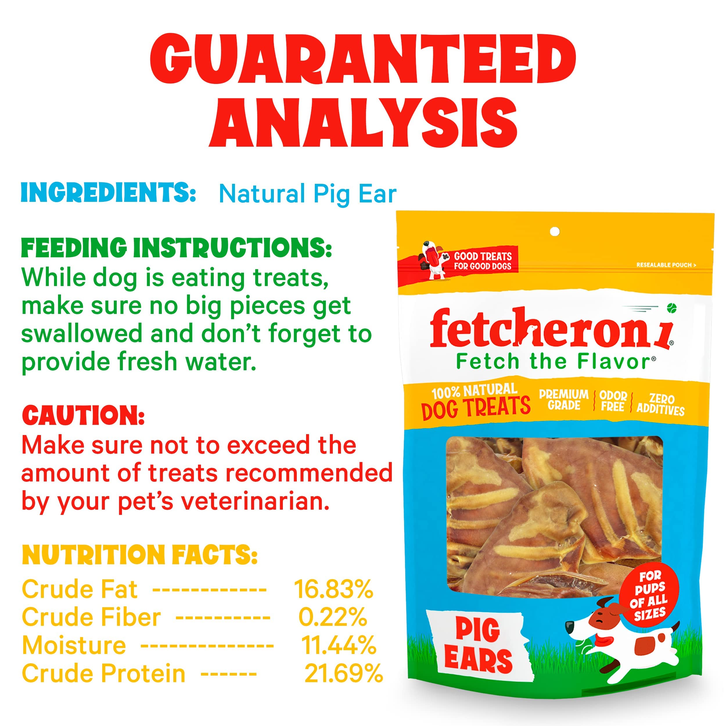 FETCHERONI Whole Pig Ears for Poodle Dogs Small - 15 Pack Long Lasting Dog Chews – Dog Treats One Ingredient Delicious All Natural Flavor – Easy to Digest Dog Treats for Large Dog