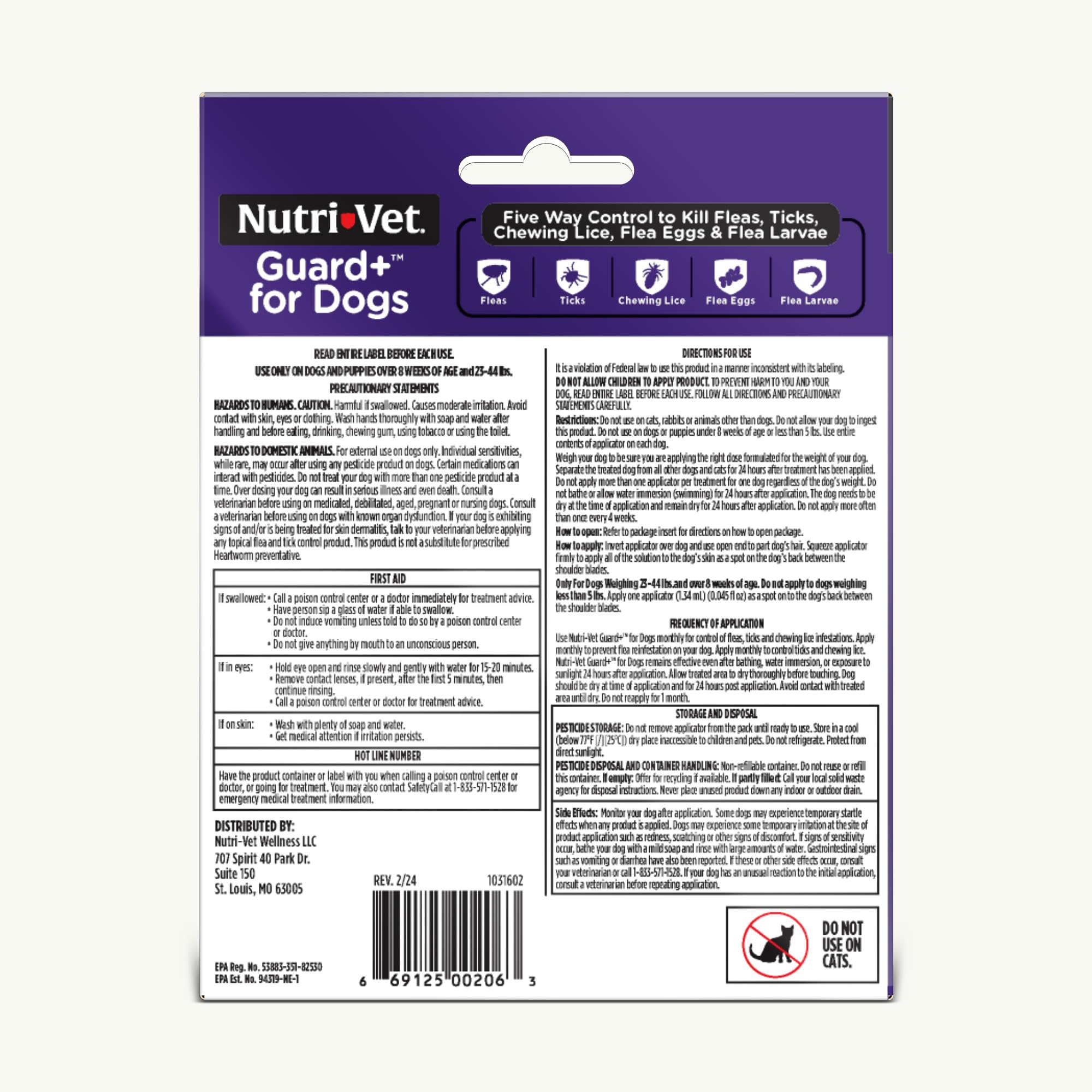 Nutri-Vet Guard+ for Dogs - Flea & Tick Prevention Treatment for Medium Dogs 23-44 lbs. - Waterproof Topical- 90 Days of Protection - 3 Monthly Doses