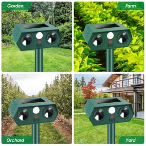 4 Pcs Ultrasonic Cat Repellent Outdoor Solar Ultrasonic Animal Repellent for Cat Dog Deer Raccoon Rabbit Skunk Squirrel, Waterproof Deer Repellent Devices Animal Deterrent with Motion Sensor for Yard