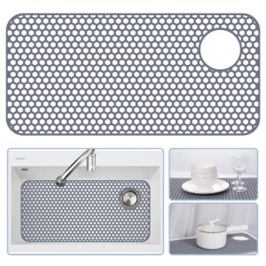 silicone sink protectors for kitchen sink - 28.4"x 14.3" kitchen sink mats accessory, non-slip heat resistant sink mat for bottom of farmhouse porcelain stainless steel sink (right left hole)