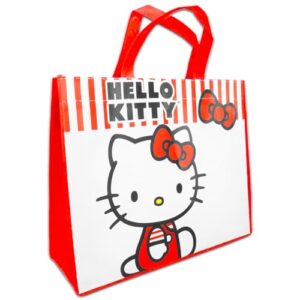 Hello Kitty Tote Bag for Girls, Women Set - Hello Kitty Accessories Bundle with Hello Kitty Reusable Bags Hello Kitty Grocery Bags with Stickers, More | Hello Kitty Tote Bag Set