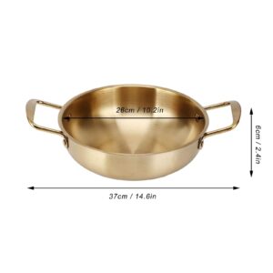 Portable Stainless Steel Noodle Pot for Cooking Ramen, Lightweight Korean Ramen Pot for Gas Stove, Induction Stove - Gold (Inner diameter 26cm)