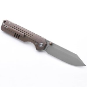 A AMEIGHT · KNIVES Gladiator II Front Flipper Folding Knife 3.5" S90V Blade Stonewashed Bronze Anodized Titanium Handle Pocket Knife AM8-002BNII