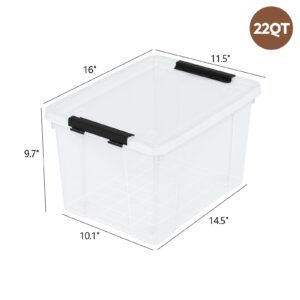 Zopnny 24 Quart Clear Plastic Storage Bin with Lid, Stackable Organizer Latch Box Tote for Home, Garage, School, and Office, 4-Pack